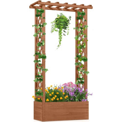 Pat de gradina inaltat cu spalier Costway GT4293CF (Brown) Thumb