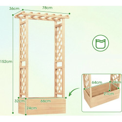 Pat de gradina inaltat cu spalier Costway GT4293NA (Natural) Thumb