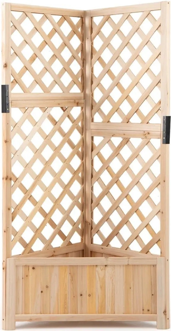 Pat de gradina inaltat cu spalier Costway GT4533NA (Natural) - 2
