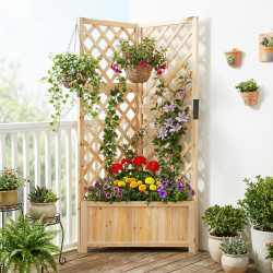 Pat de gradina inaltat cu spalier Costway GT4533NA (Natural)
