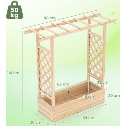 Pat de gradina inaltat cu spalier Costway GT4591NA (Natural) Thumb