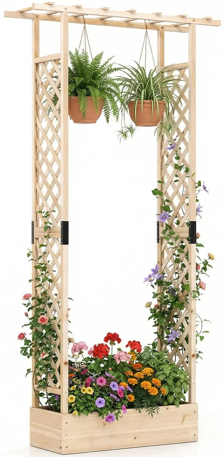 Приподнятая грядка со шпалерой Costway GT4593NA (Natural) - 2