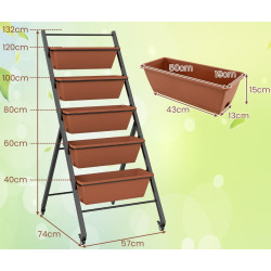 Pat de gradina cu 5 nivele Costway GT4372BN (Brown) Thumb