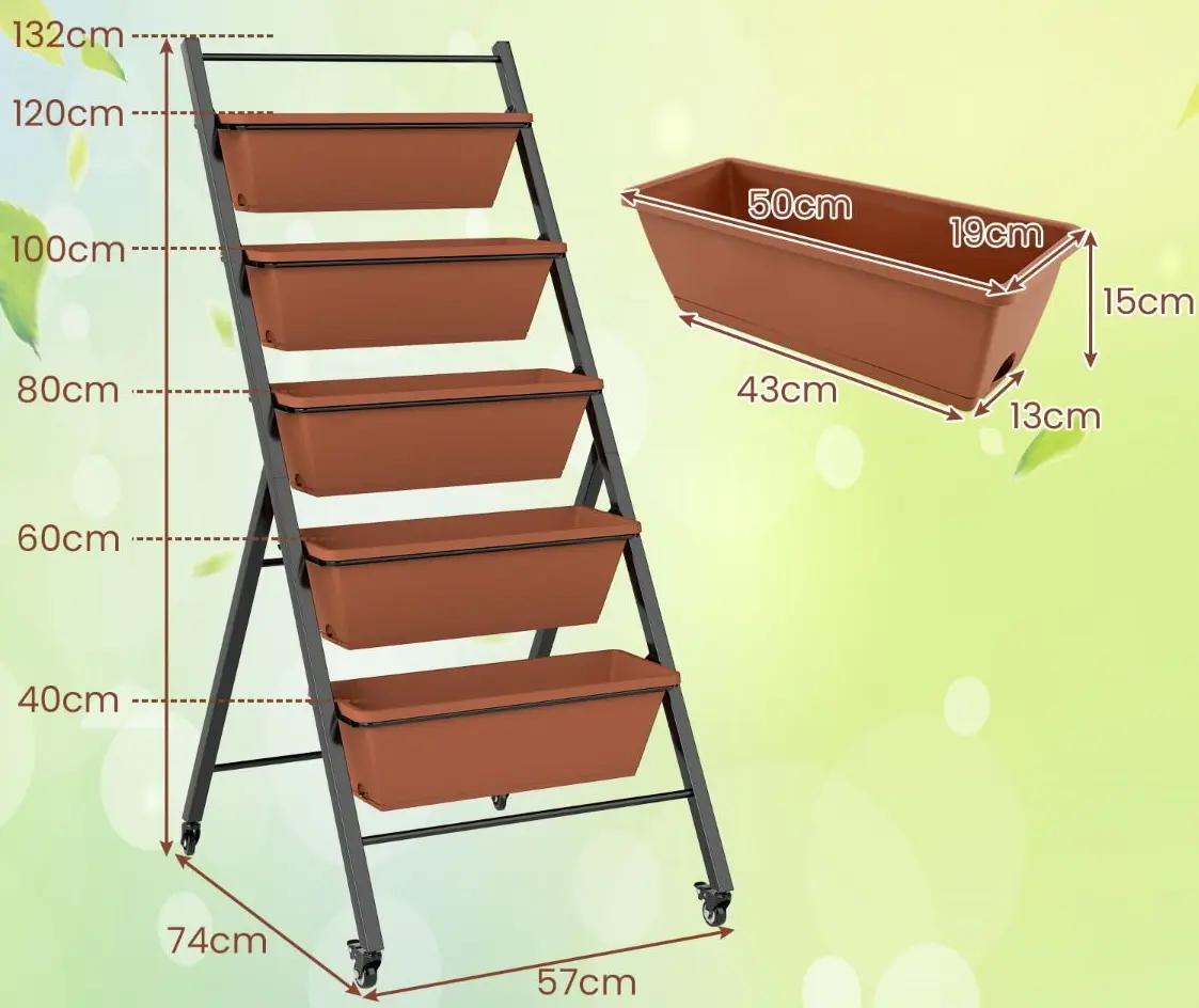 Pat de gradina cu 5 nivele Costway GT4372BN (Brown) - 3