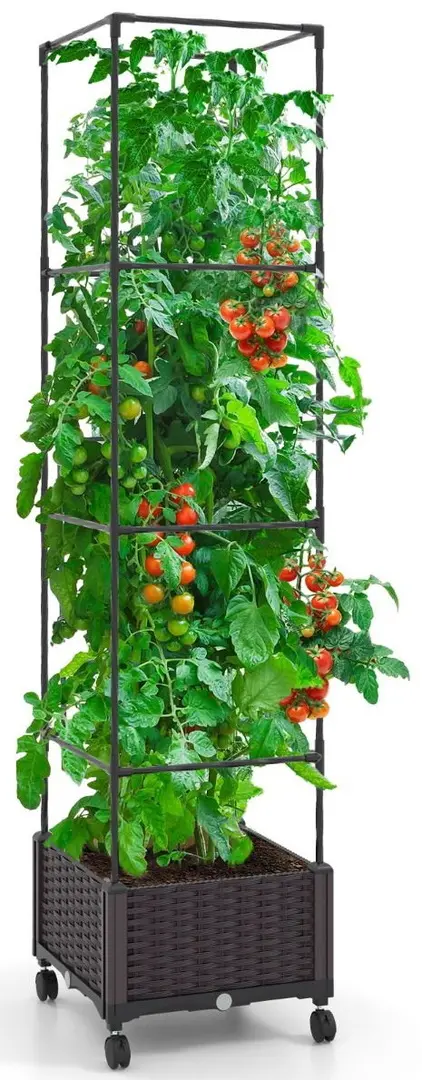 Pat de gradina + spalier Costway GT4218 (Brown/Black)