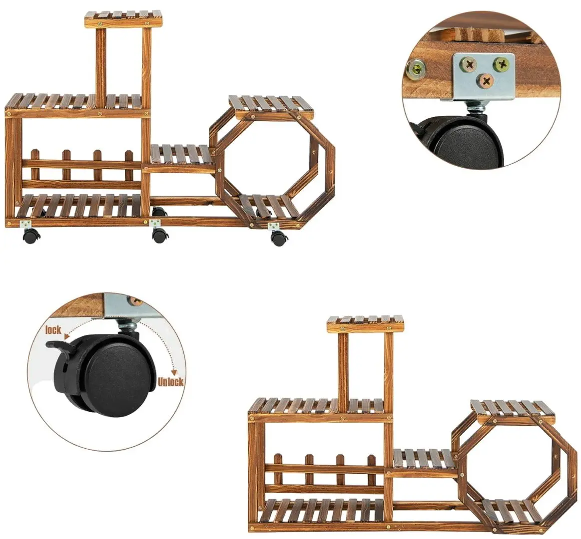 Etajera pentru flori Costway HZ10084BN (Brown) - 3