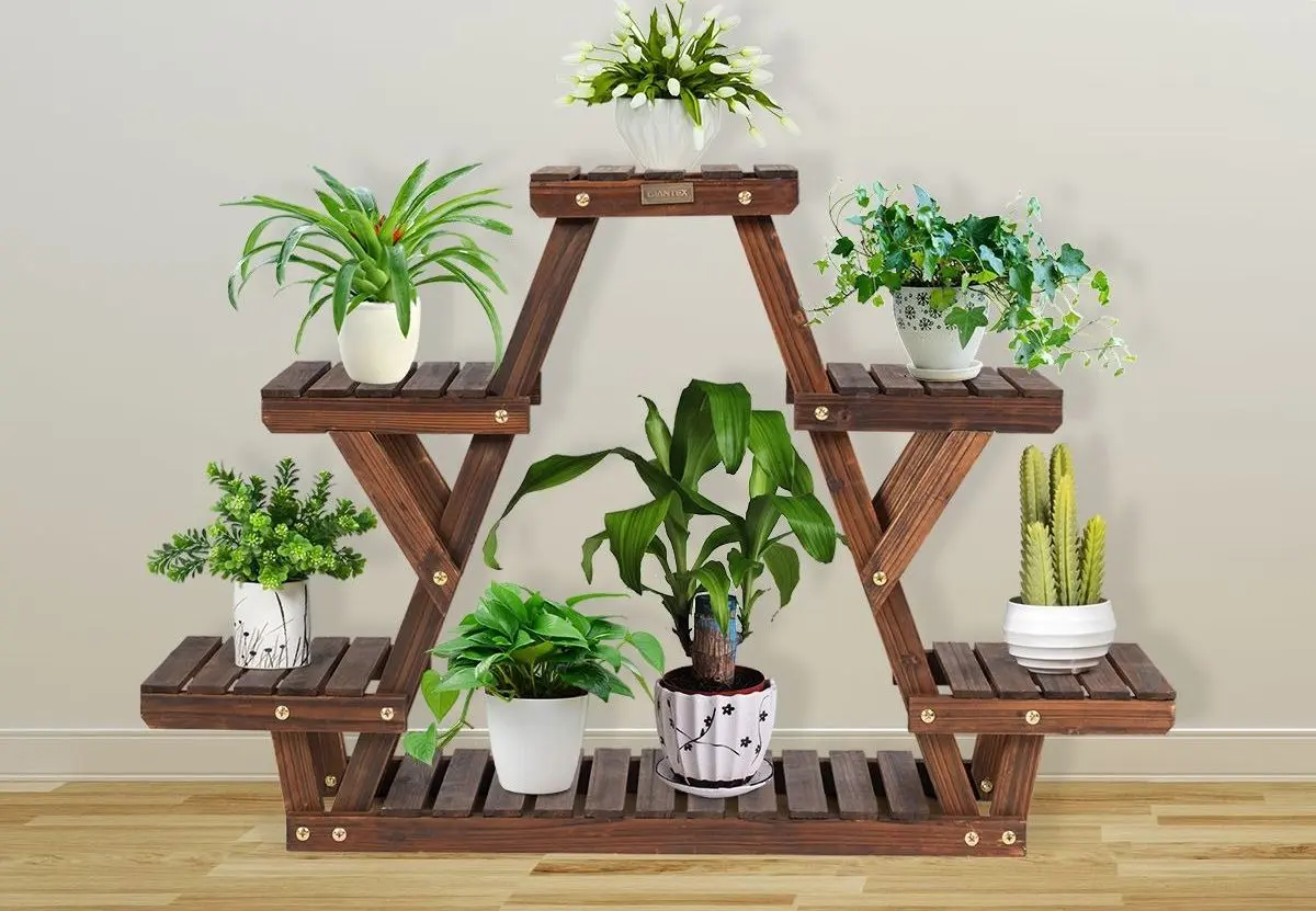 Etajera pentru flori Costway GT3515 (Dark Brown)