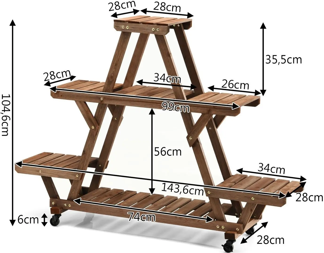 Etajera pentru flori Costway GT3584 (Brown) - 6
