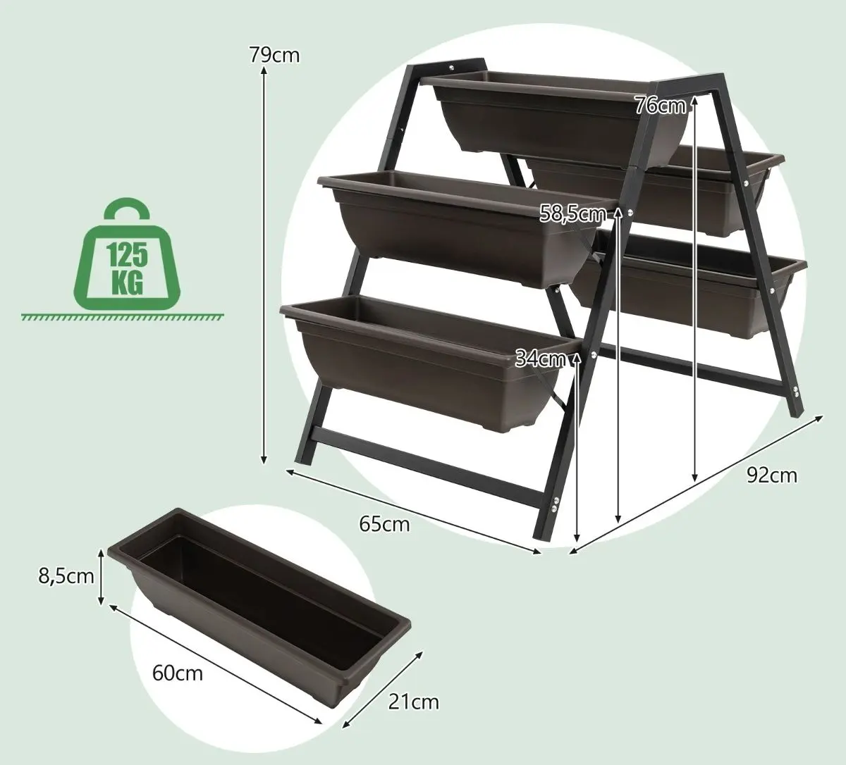 Etajera pentru flori Costway GT3904 (Brown/Black) - 3