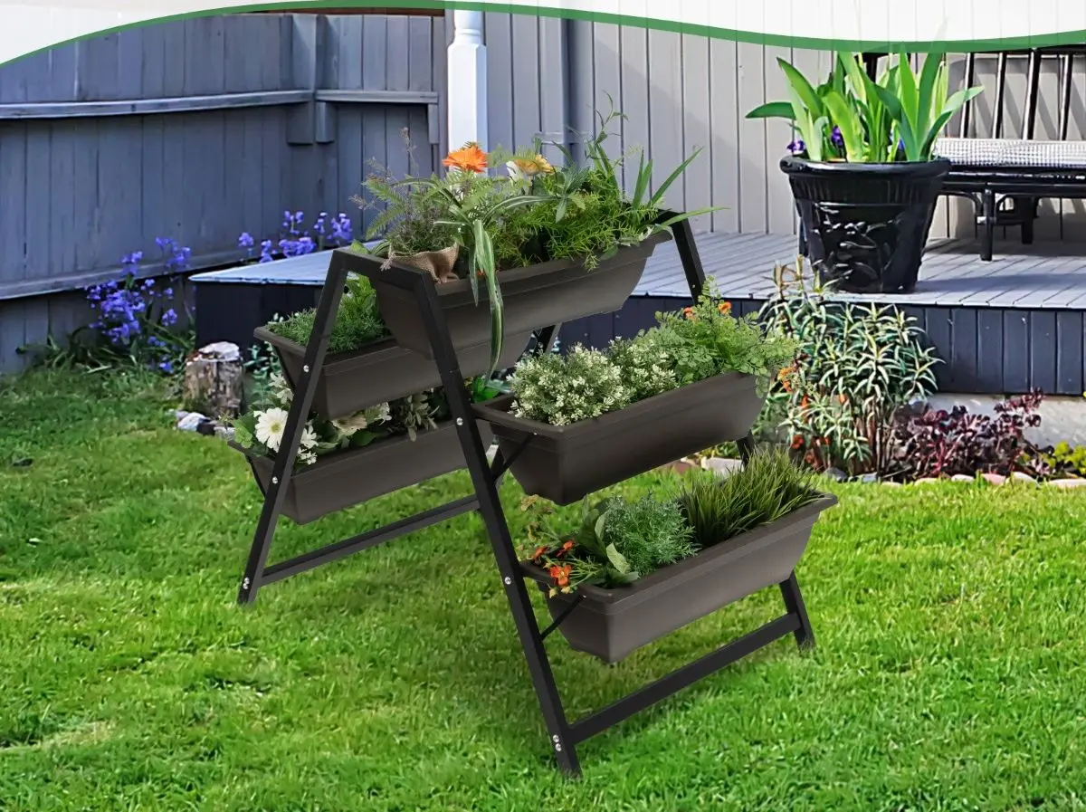 Etajera pentru flori Costway GT3904 (Brown/Black) - 4