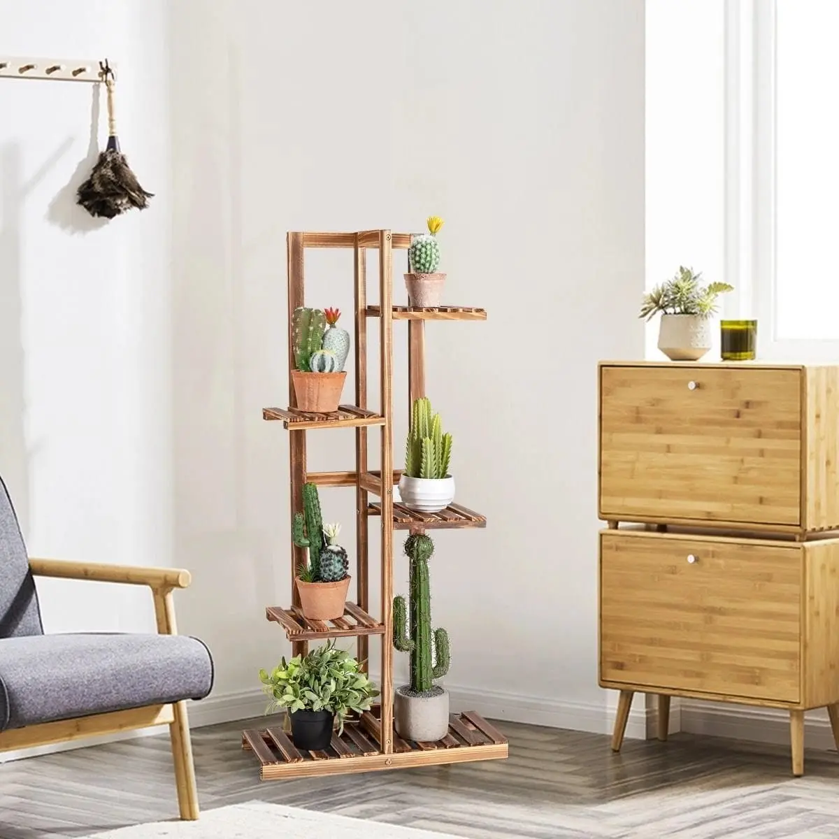 Etajera pentru flori Costway GT4450 (Natural) - 5