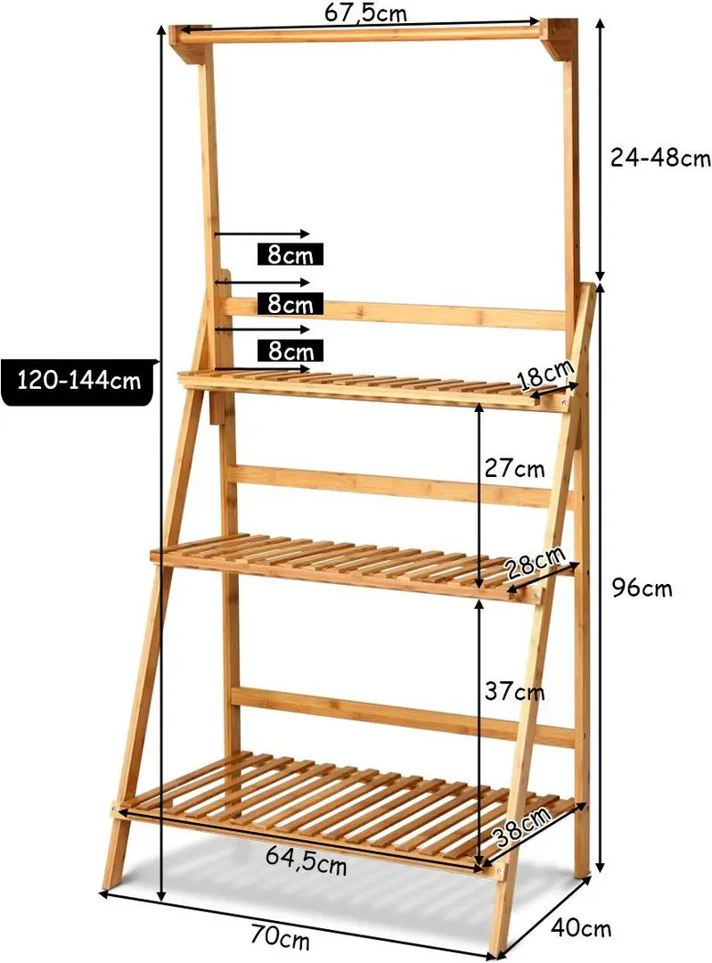 Стеллаж для цветов Costway HW60295 (Bamboo) - 8