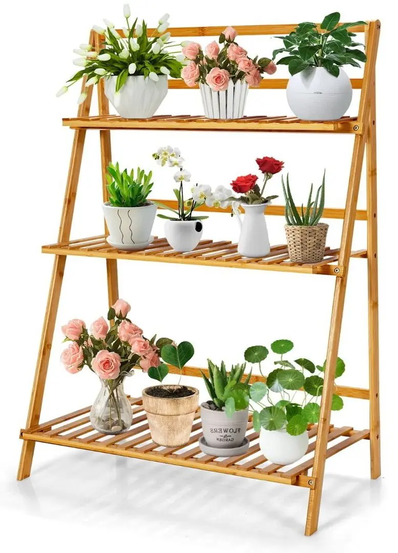Etajera pentru flori Costway HZ10037NA (Bamboo) - 3