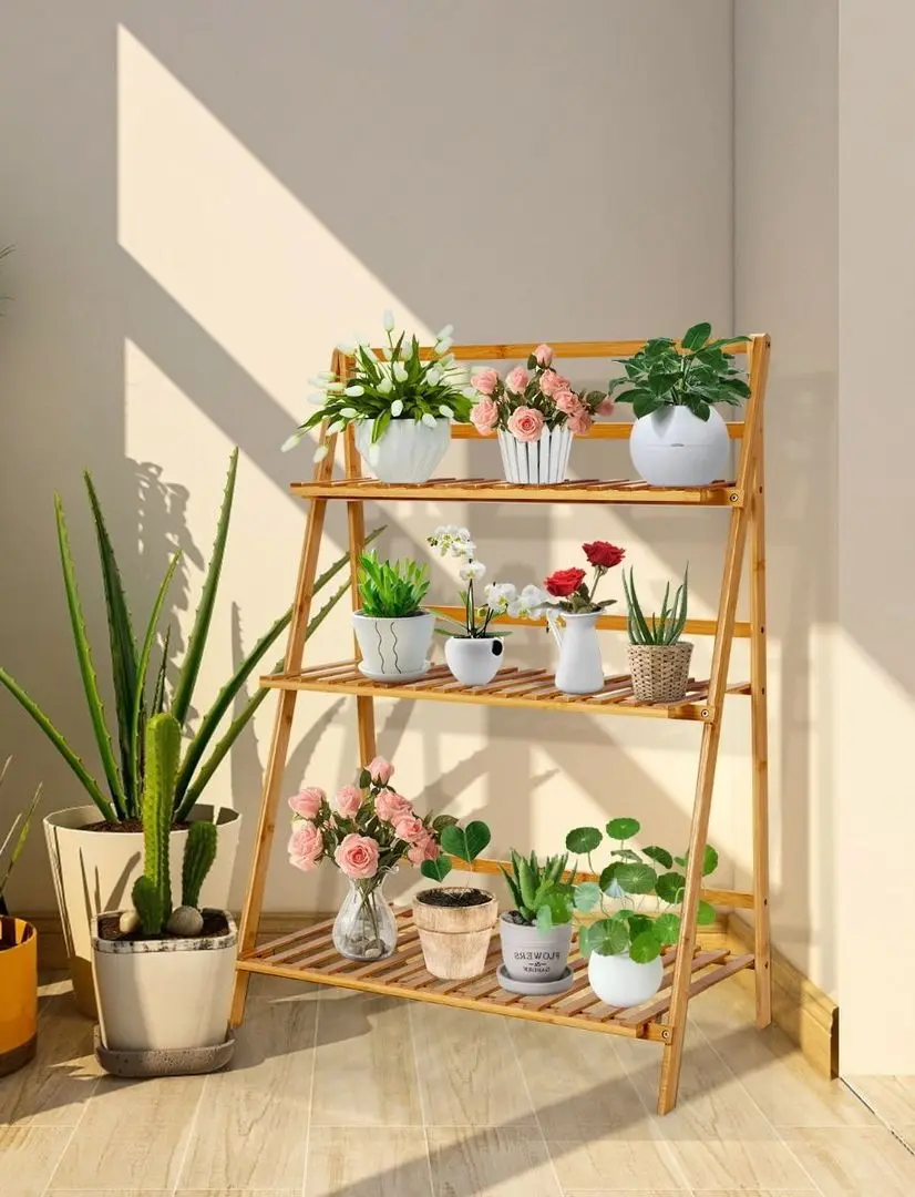 Etajera pentru flori Costway HZ10037NA (Bamboo)