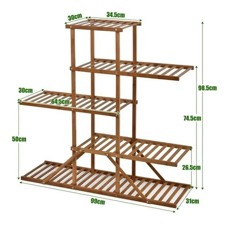 Стеллаж для цветов Costway HZ10043BN (Natural) - 4