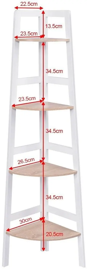 Etajera pentru flori Costway JV10626WH (White/Sonoma Oak) - 3