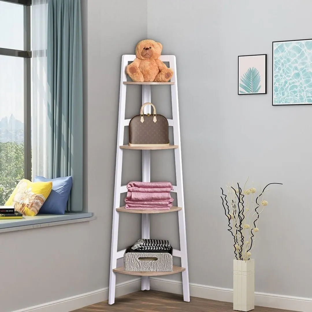 Etajera pentru flori Costway JV10626WH (White/Sonoma Oak) - 5