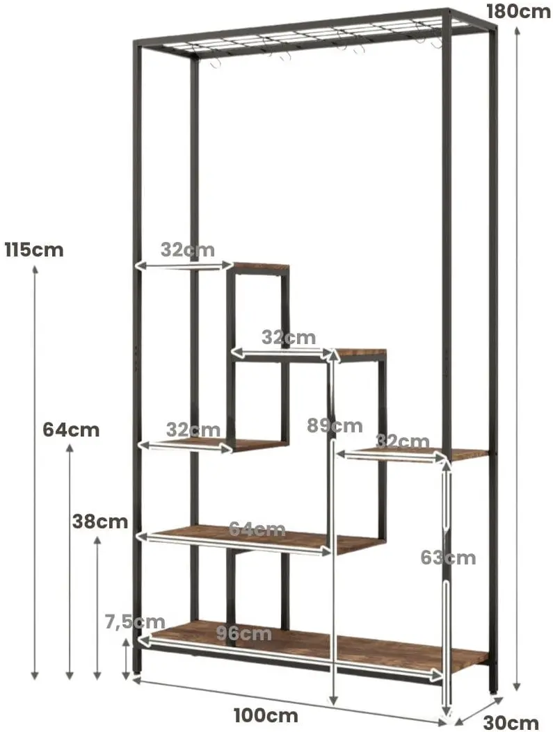 Etajera pentru flori Costway JV11392CF (Rustic Brown) - 3