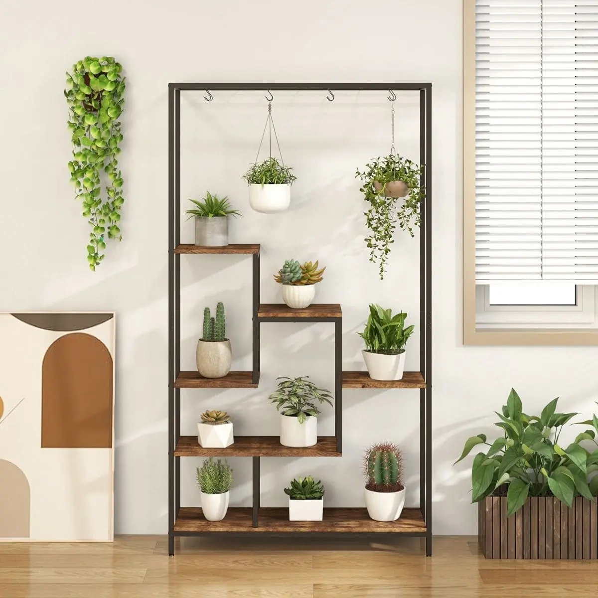 Etajera pentru flori Costway JV11392CF (Rustic Brown) - 5