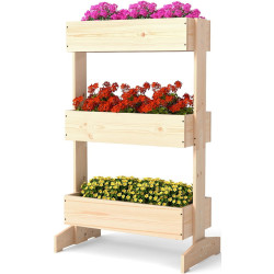 Pat de gradina cu 3 nivele Costway GT4419 (Natural) Thumb