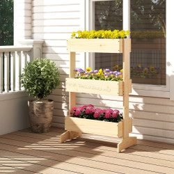 Pat de gradina cu 3 nivele Costway GT4419 (Natural)