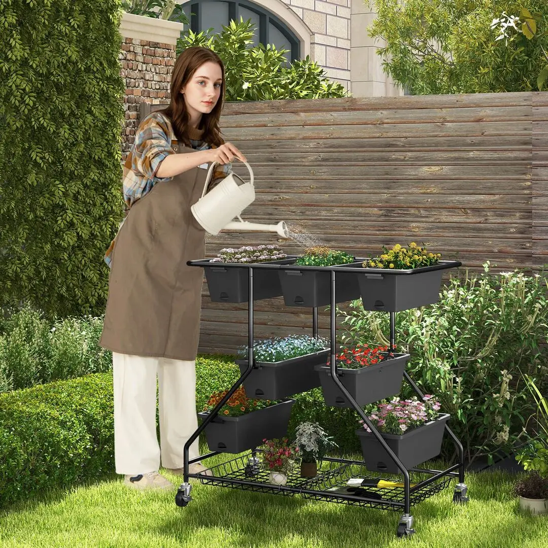 Pat de flori vertical Costway GT4254DK (Black)