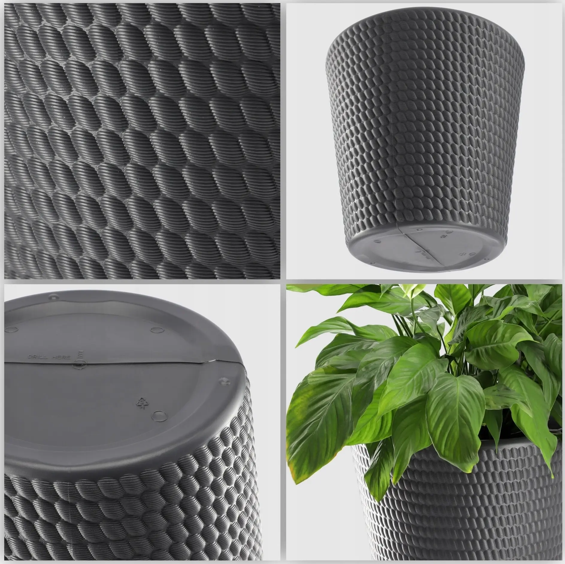 Ghiveci Form Plastic Lina D39.6cm (Anthracit)