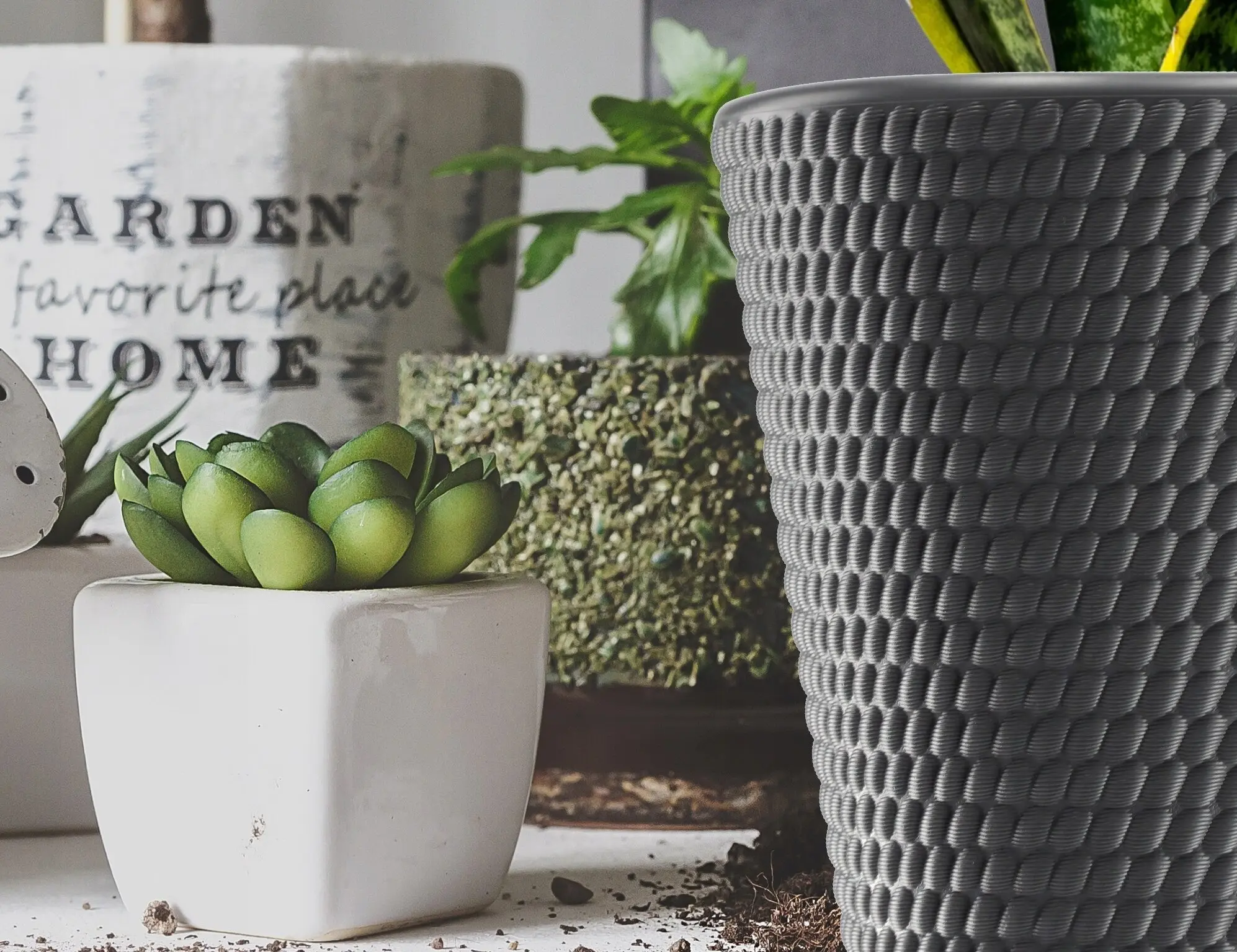 Ghiveci Form Plastic Lina D39.6cm (Anthracit)