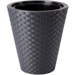 Ghiveci Form Plastic Rattana D39.5cm (Antracit)