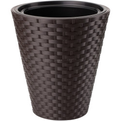 Ghiveci Form Plastic Rattana D39.5cm (Dark Brown)