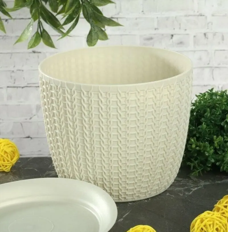 Горшок Idea М3122 Вязание (White) - 3