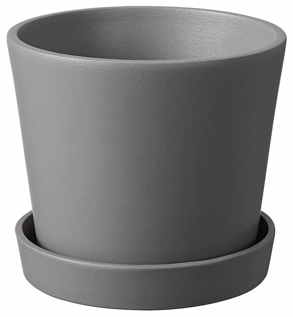 Ghiveci cu farfurie Ikea Smulgubbe exterior 9cm (Aspect Beton)