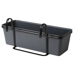 Ghiveci cu suport Ikea Rosenkal 48x18 (Gri Inchis/Negru)
