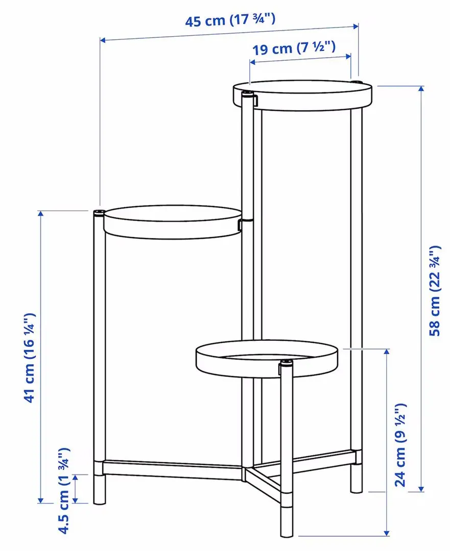 Подставка для цветов Ikea Olivblad для дома/улицы 58cm (Серый) - 5