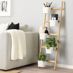 Etajera pentru flori Ikea Satsumas 5 ghivece 125cm (Bambus/Alb) Thumb