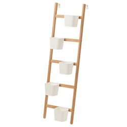 Etajera pentru flori Ikea Satsumas 5 ghivece 125cm (Bambus/Alb)
