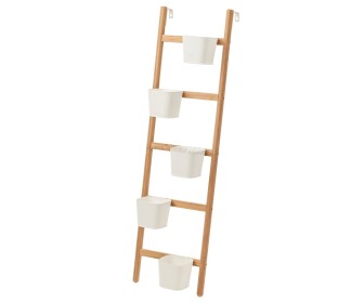 Etajera pentru flori Ikea Satsumas 5 ghivece 125cm (Bambus/Alb)