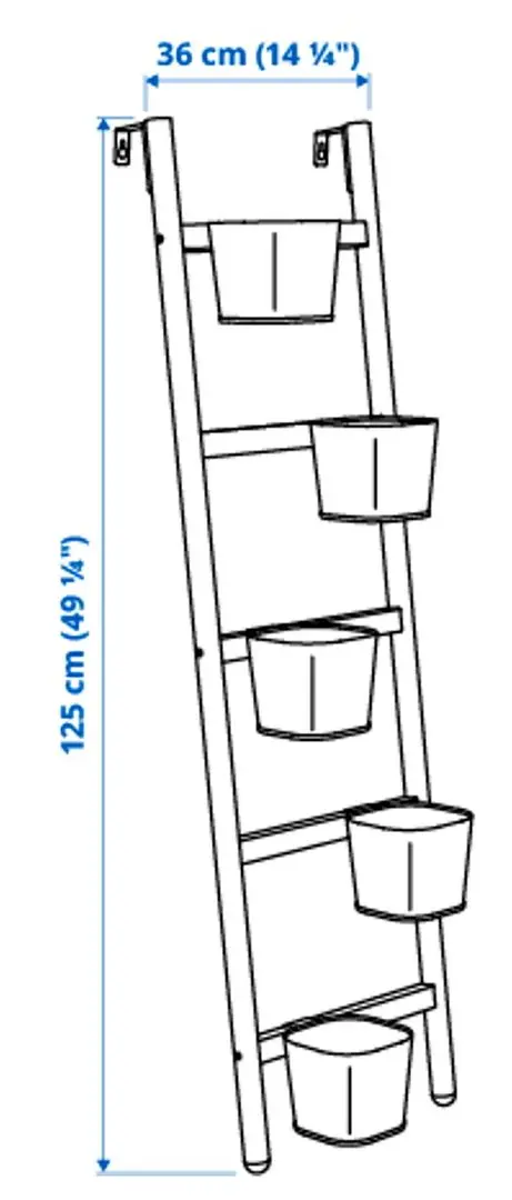 Etajera pentru flori Ikea Satsumas 5 ghivece 125cm (Bambus/Alb)