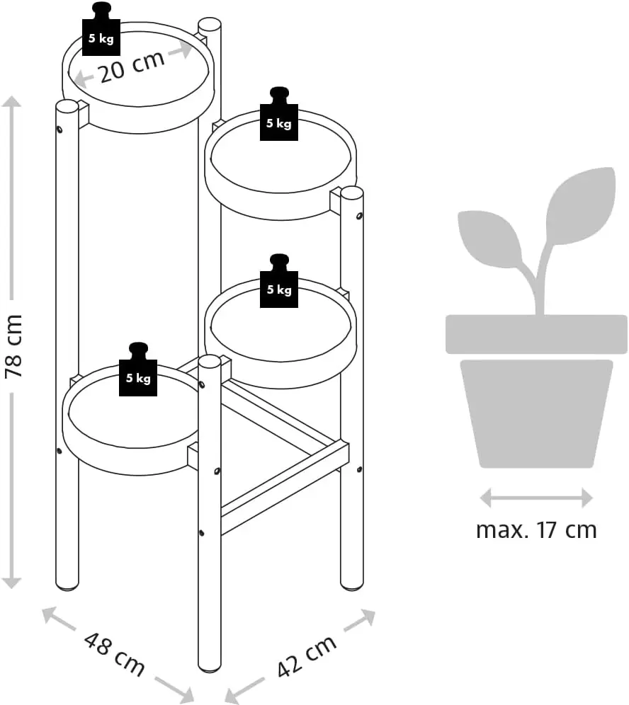 Suport pentru flori Kesper 17276 (Bamboo/White) - 3