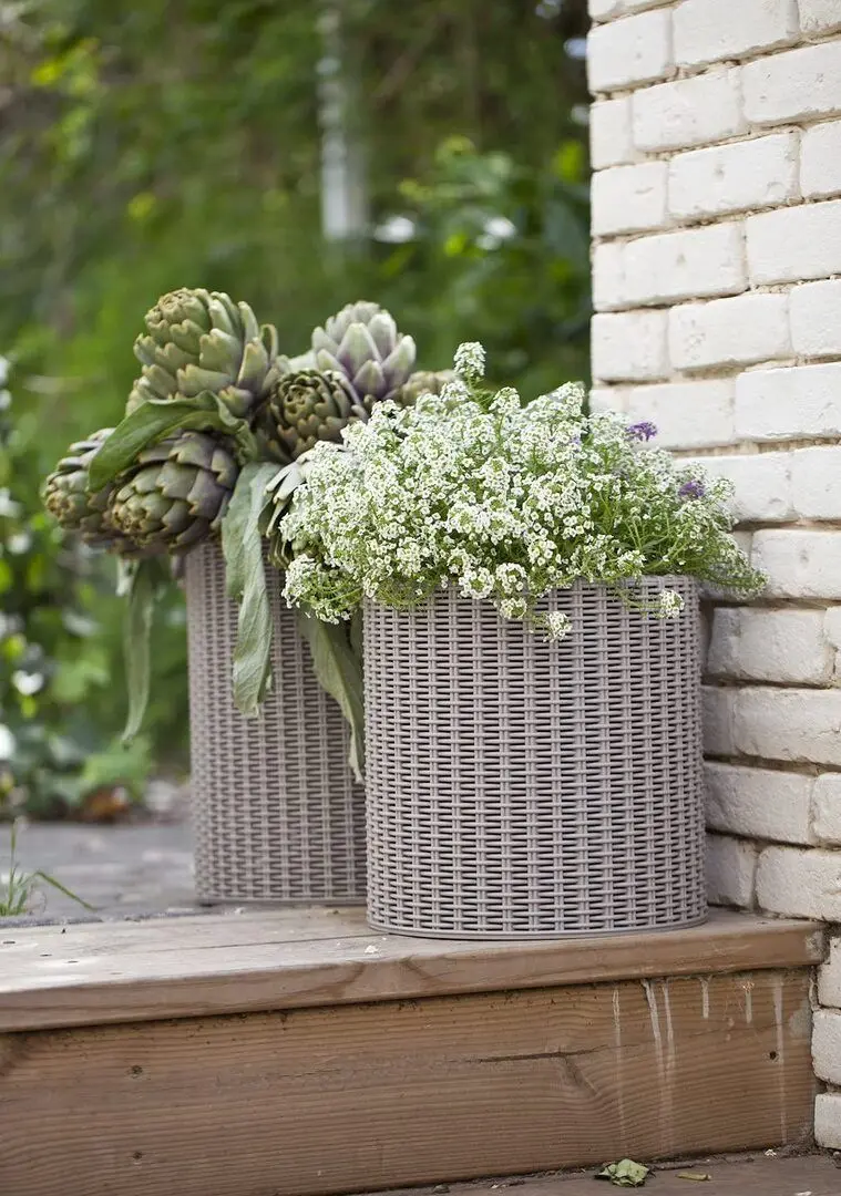 Цветочный горшок Keter Cylinder Planter M (Silver Grey)