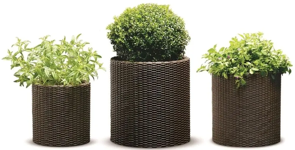 Set ghivece Keter Cylinder Planter S+M+L (Whiskey Brown) - 2