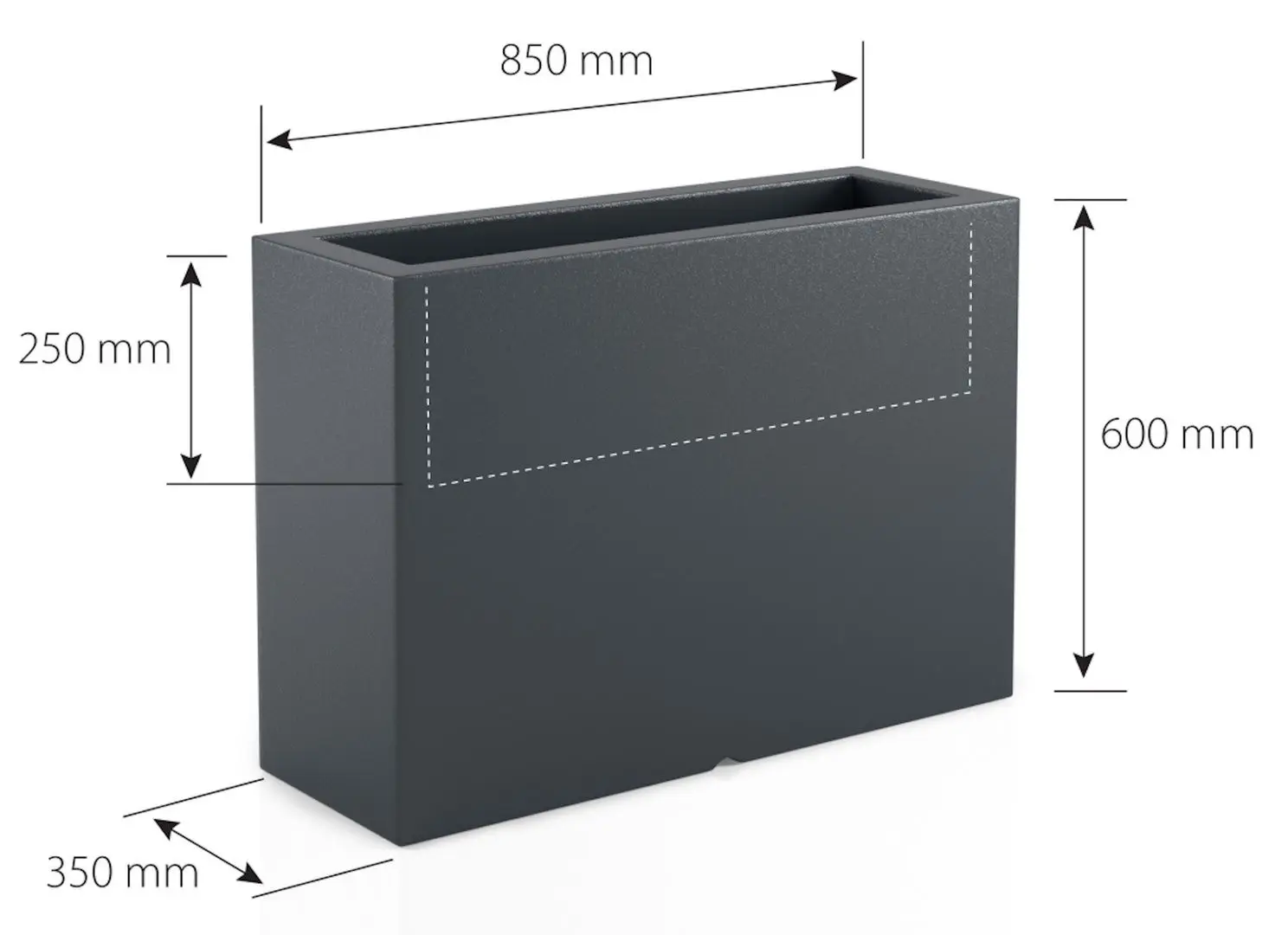 Горшок Monumo Lungo Grande 60/25 (Anthracite) - 4