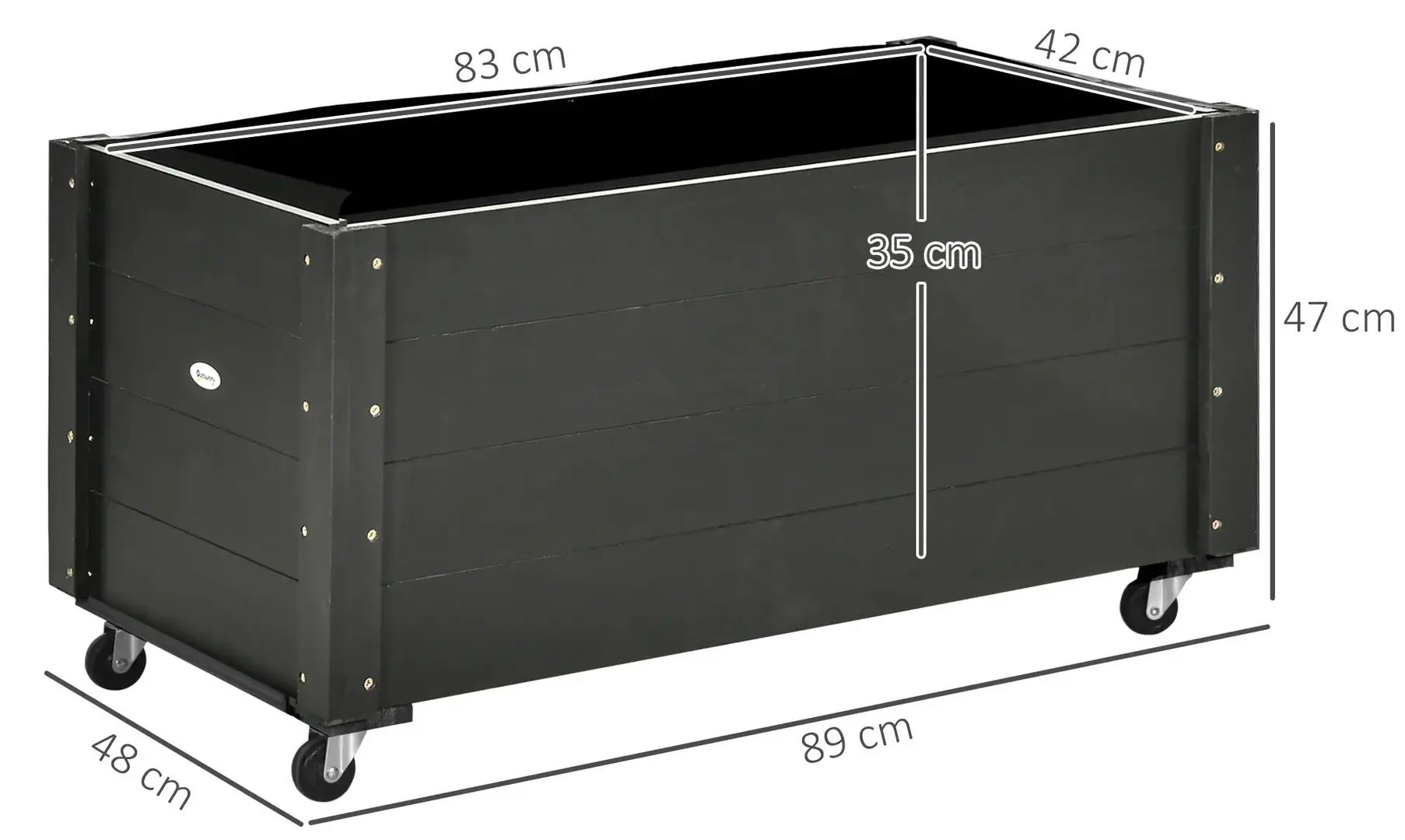 Jardiniera de flori mobila Outsunny 845-910V00BK (Black)