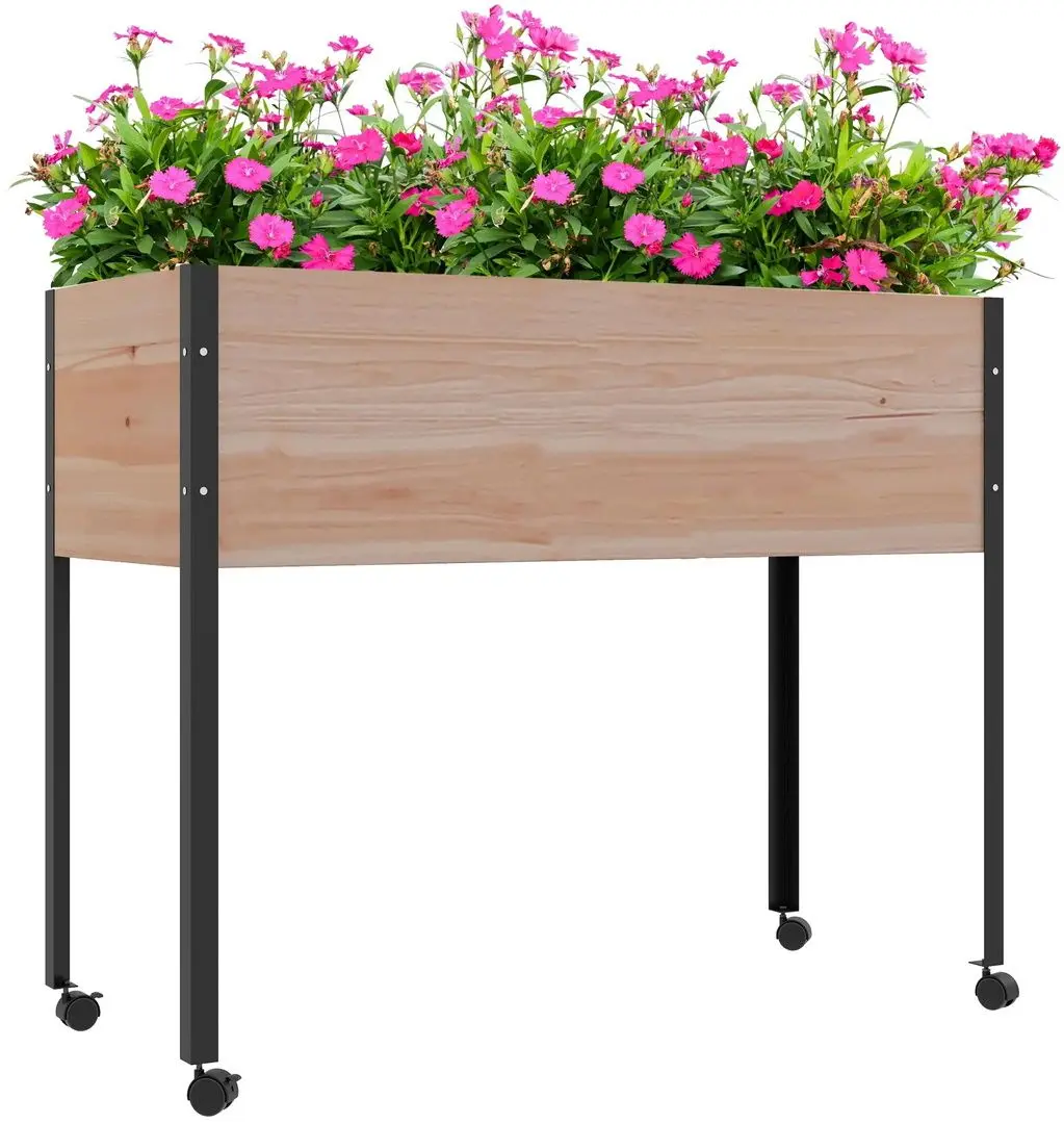 Цветочный ящик мобильный Outsunny 845-974V00ND (Natural/Black) - 2