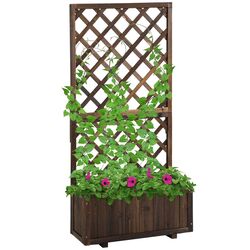 Jardiniera de flori + spalier Outsunny 845-127BN (Natural Wood) Thumb