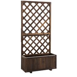 Jardiniera de flori + spalier Outsunny 845-127BN (Natural Wood)