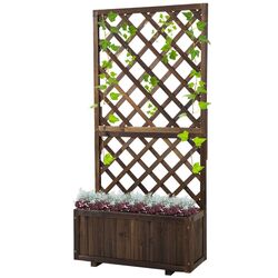 Jardiniera de flori + spalier Outsunny 845-127BN (Natural Wood) Thumb