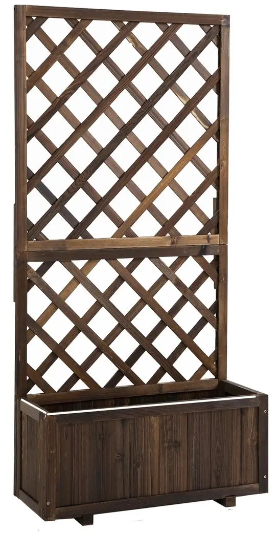 Jardiniera de flori + spalier Outsunny 845-127BN (Natural Wood)