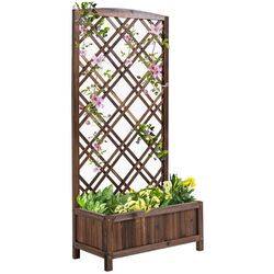 Jardiniera de flori + spalier Outsunny 845-388 (Brown)