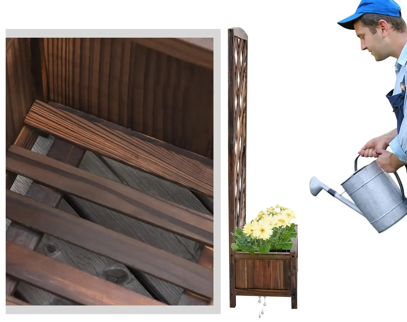 Цветочный ящик + шпалера Outsunny 845-388 (Brown)